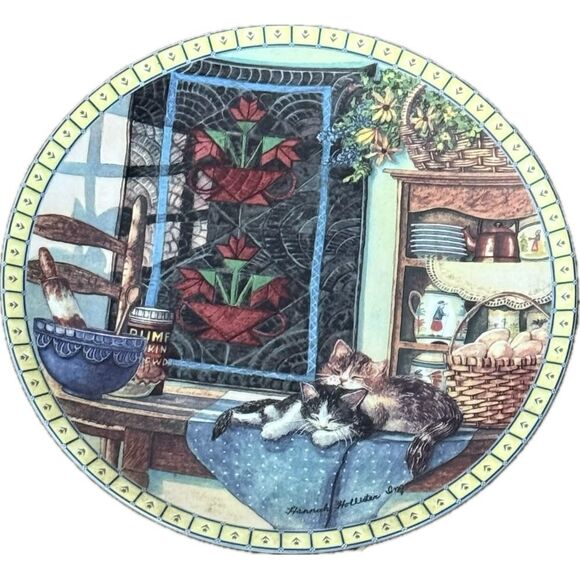 1990 lazy Morning Knowles Decorative Plate by Hannah Hollister - Picture 1 of 8